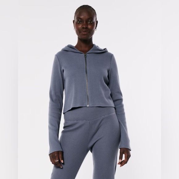 2 NWT Hollister waffle zip hoodies - Picture 5 of 8